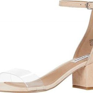 Steve Madden Women's Irenee Heeled Sandal, Clear, 7.5